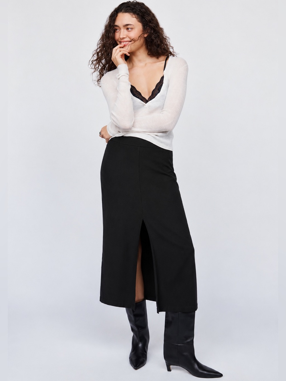 NWT Eileen Fisher Washable Flex Ponte Skirt Slim Fit, Maxi Length Sz PP (2P-4P)